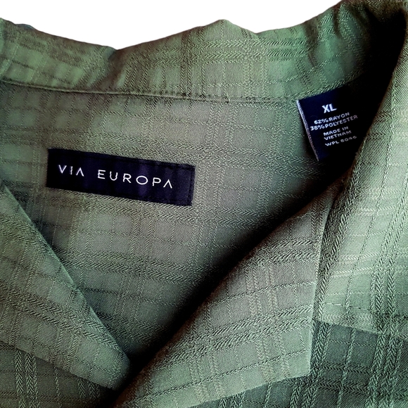 Via Europa Men's short sleeve casual dress button down shirt. Green XL - Picture 4 of 4
